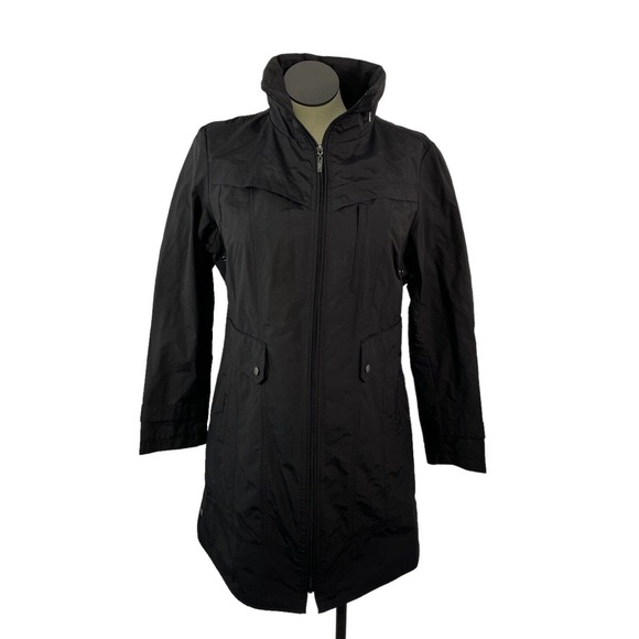 Cole Haan Jackets & Coats Cole Haan Womens Xl Black Packable Hooded Rain Jacket Full Zip
